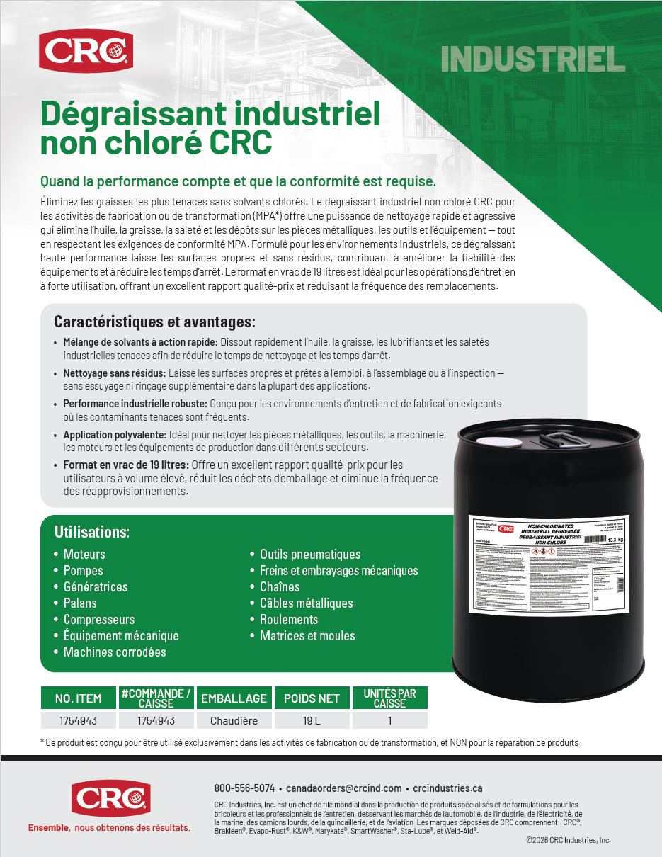 2026 Dégraissant industriel non chloré CRC
